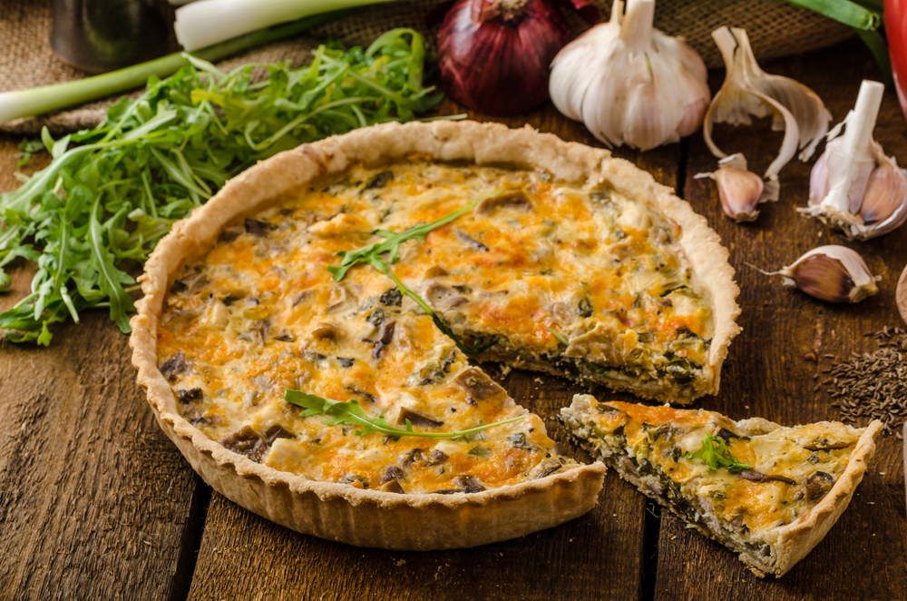 Quiche with Pumpkins Sauce, Eggplants Sauce and Porcini mushrooms